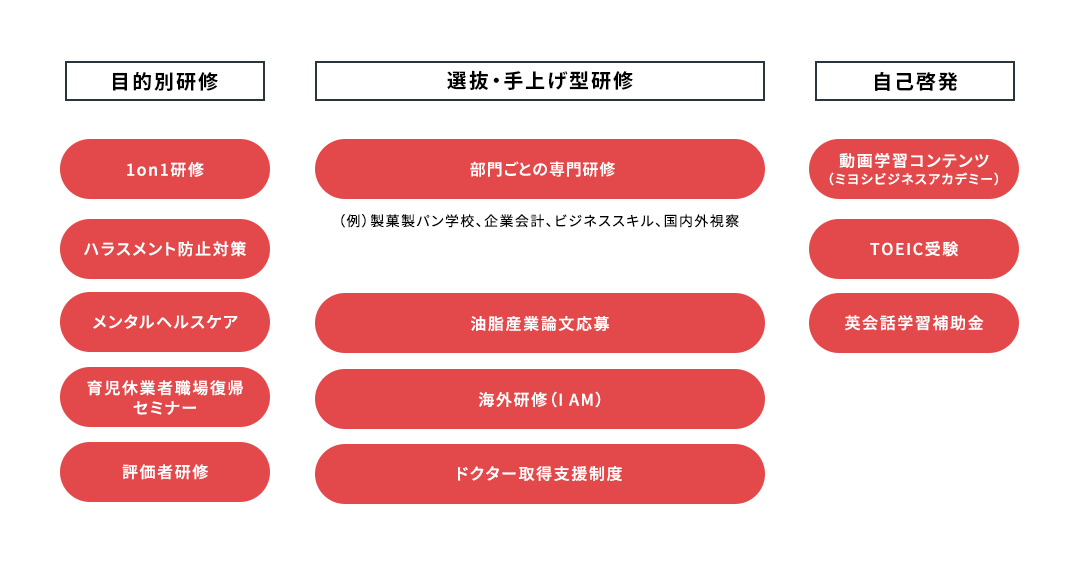 目的別研修 自己啓発 選抜型研修等